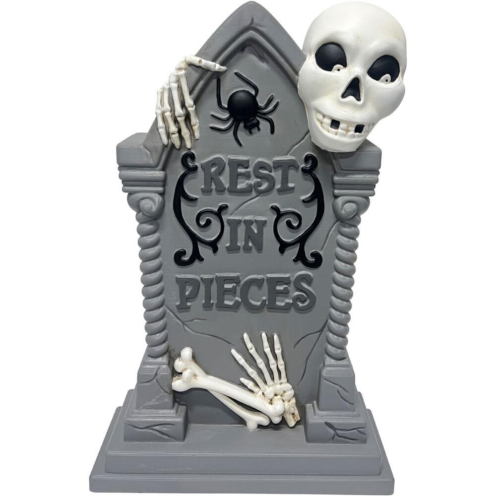 Haunted Hill Farm 25" Tombstone with Skeleton Blow Mold with Lights