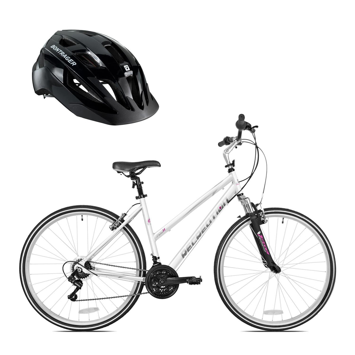 Journey Women's Step-Thru Recreation Bike plus Solstice Adult Bike Helmet Package