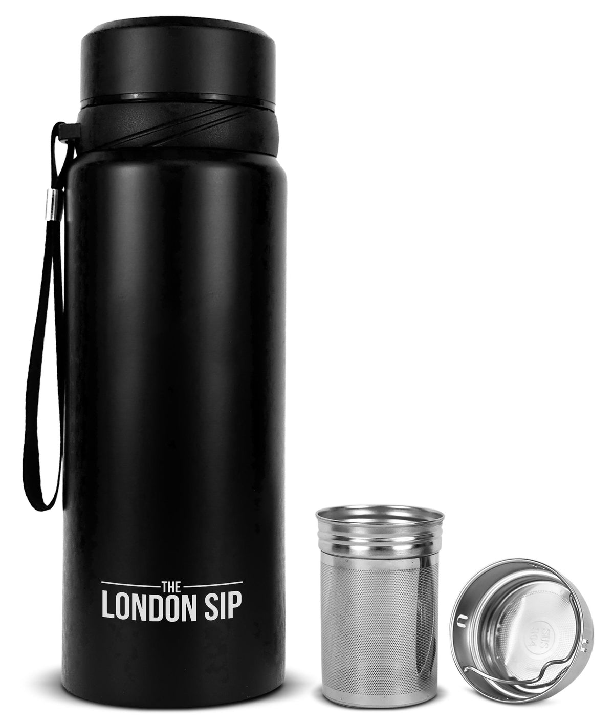 KitchenSupply London Sip - 25oz Tea Infuser Bottle, Black