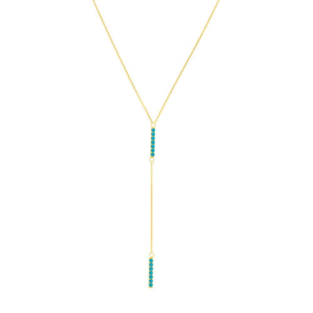 HAWLEY ST Simulated Turquoise Staple Lariat 18" Necklace