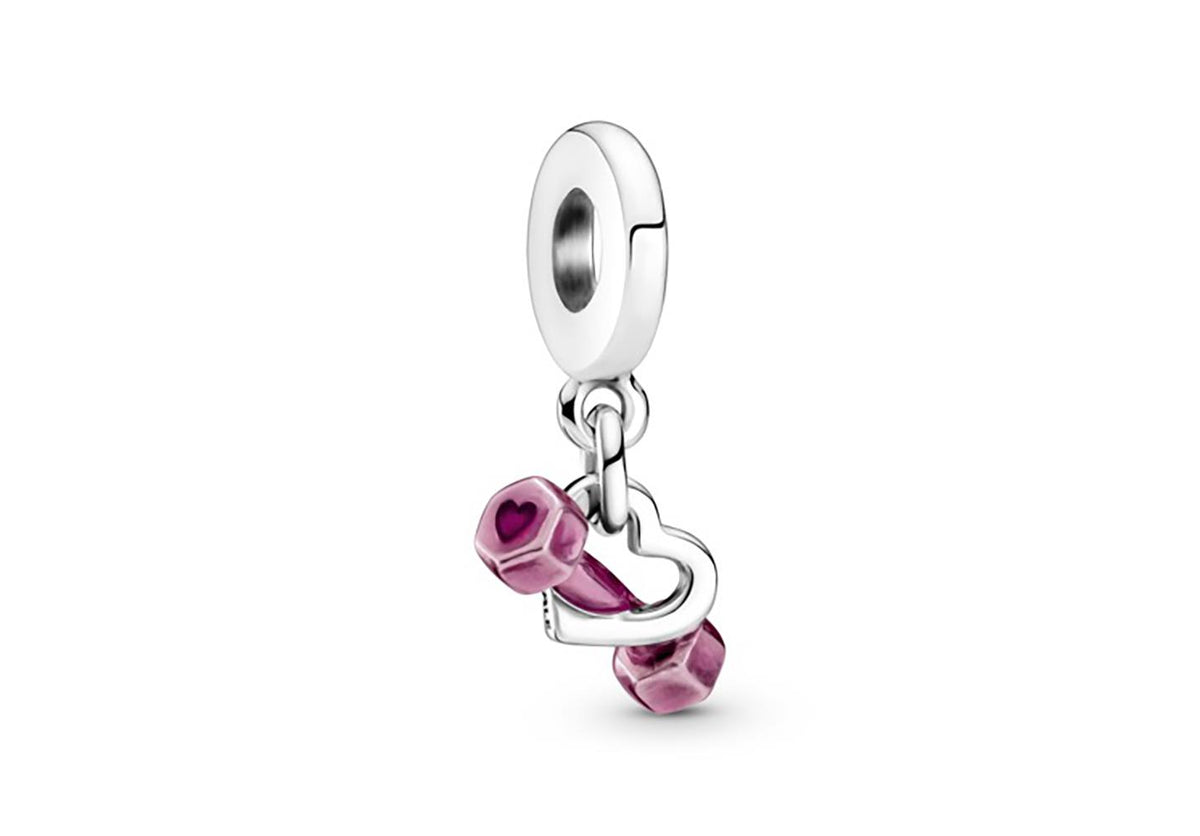 Pandora Dumbbell & Heart Dangle Charm
