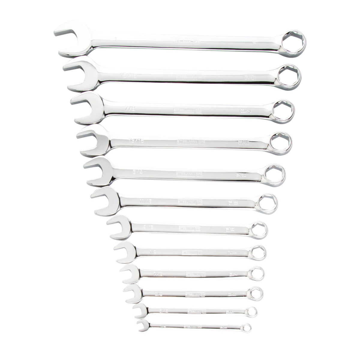 JS Products Steelman 12pc SAE 6-Point Combination Wrench Set