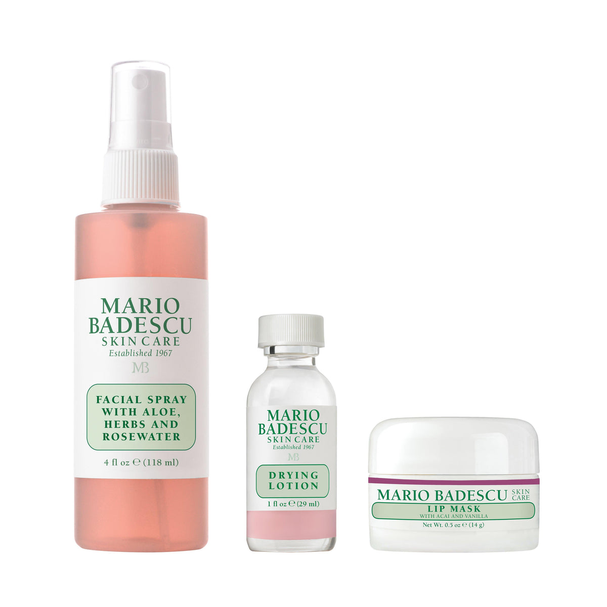 Mario Badescu TikTok Bundle - Drying Lotion Facial Spray & Lip Mask