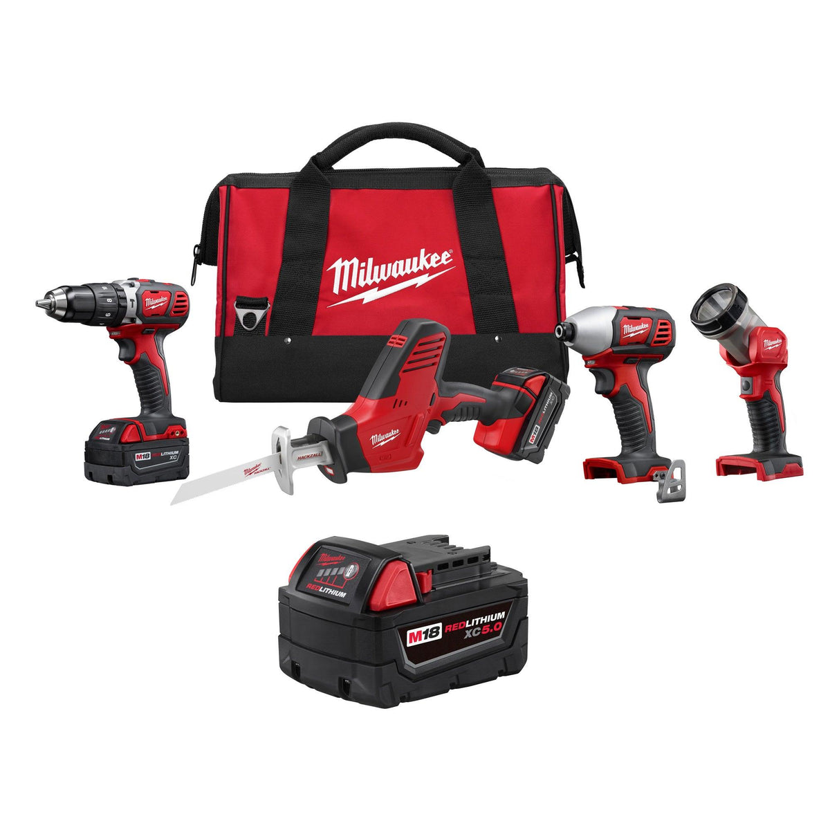 Milwaukee M18 Cordless 4-Tool Combo Kit Plus Extra Battery