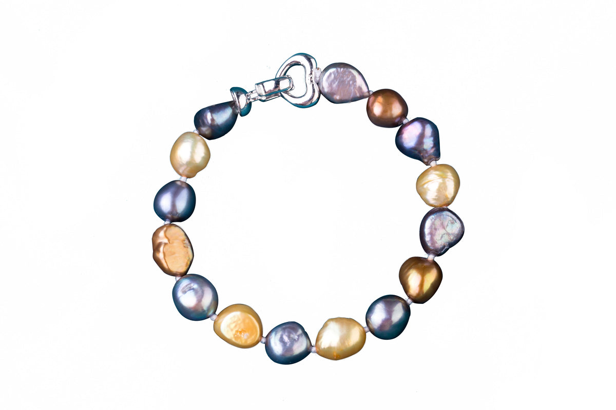 Completely Bella 7-1/2" Multicolor Baroque Nugget Pearl Bracelet