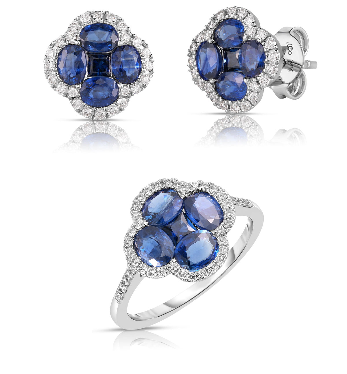 Jilco Inc Sapphires and Diamond Earrings and Ring Set