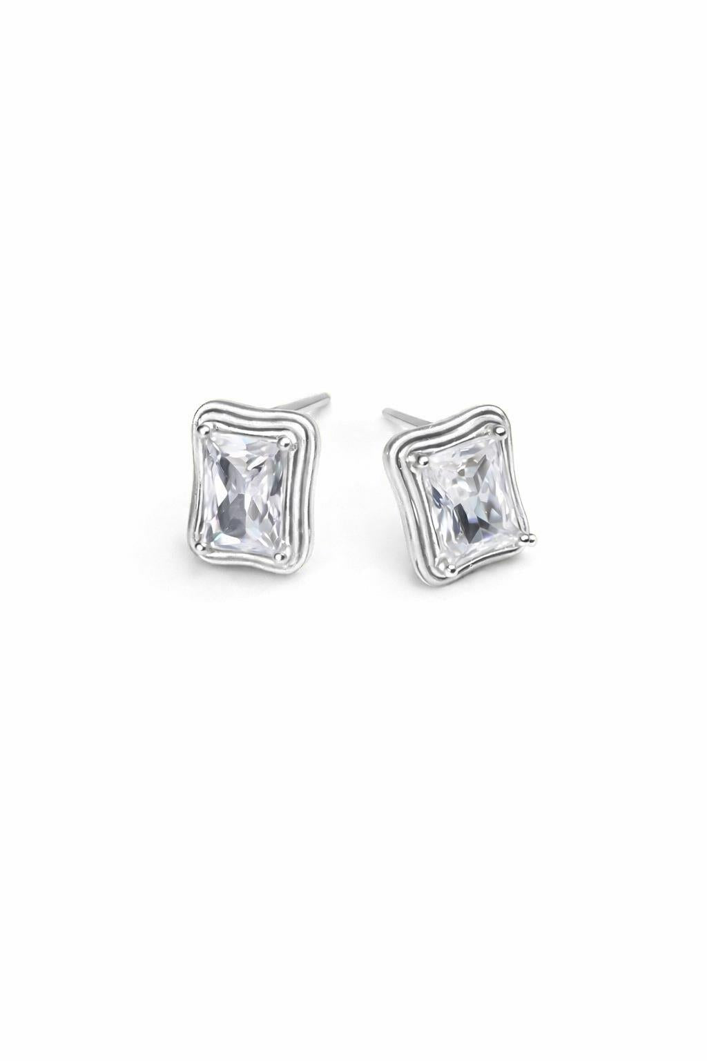 Completely Bella Latonia Cabella created Sterling Silver Rectangular Shaped AAA CZ Stud Earrings