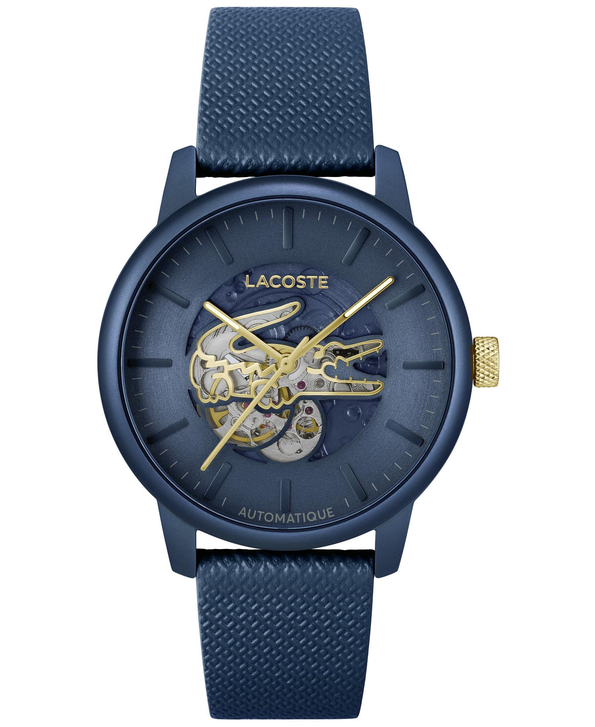 Lacoste 12.12 Automatic Gents. Blue Aluminum Case. Blue leather Strap Blue Dial
