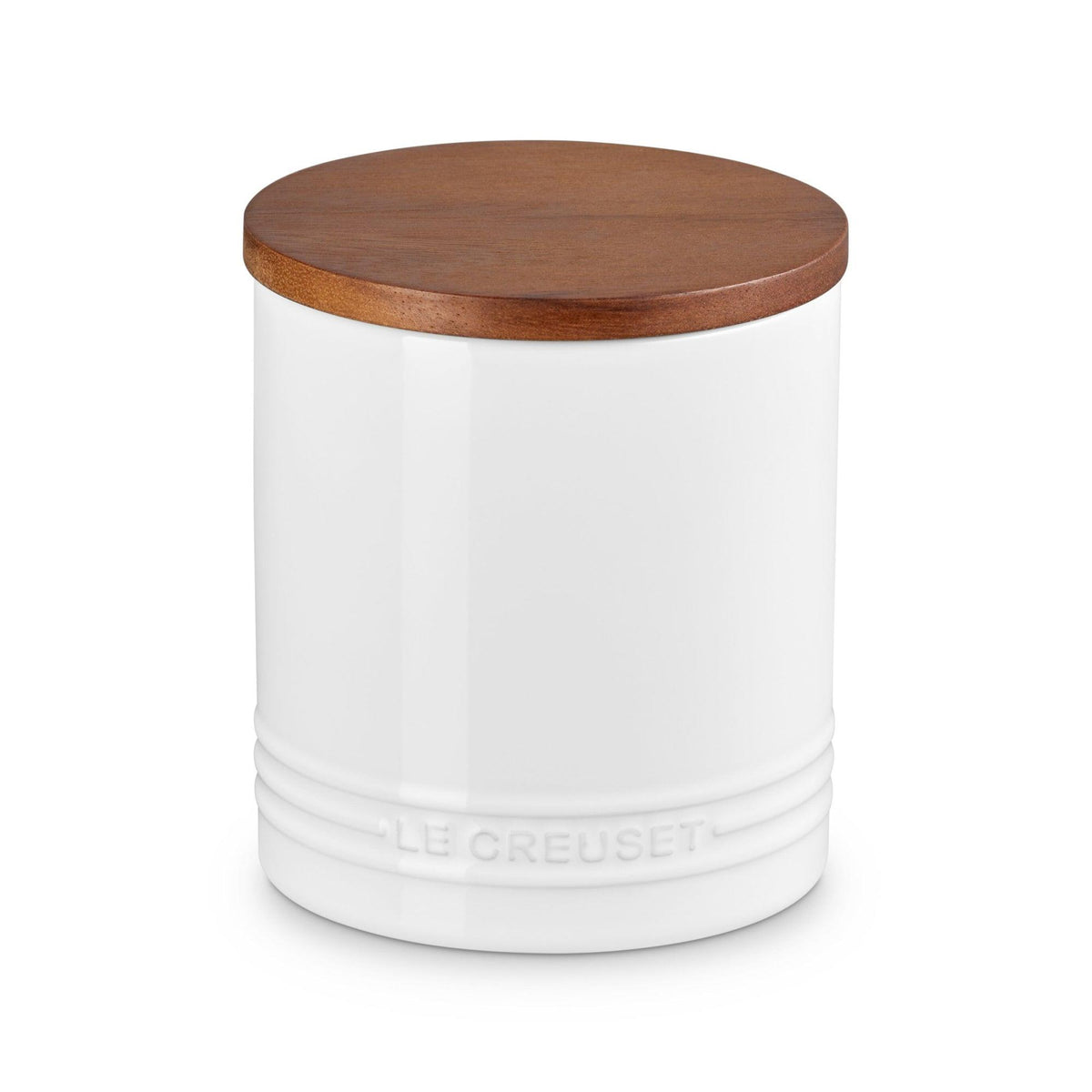 Le Creuset 1.2qt Stoneware Storage Canister w/ Wood Lid White