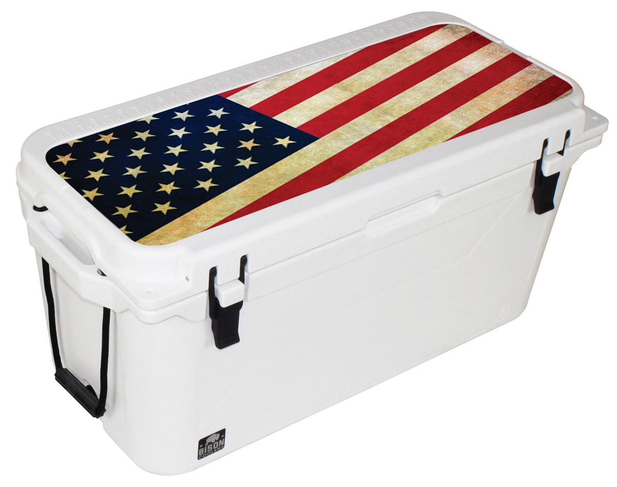 75 QT White American Flag Bison Cooler