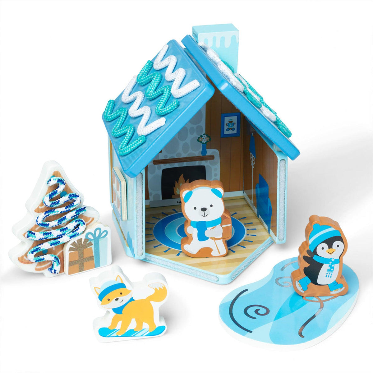 Melissa & Doug Wooden Gingerbread House Play Set - Winter Frost Ages 3+ Years