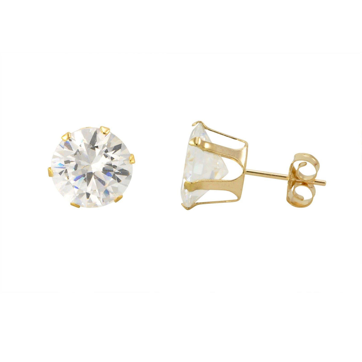 Completely Bella 18Kt. Gold Plated over Stainless Steel 1-1/4 Ct. Full Faceted CZ Round Cut earrings