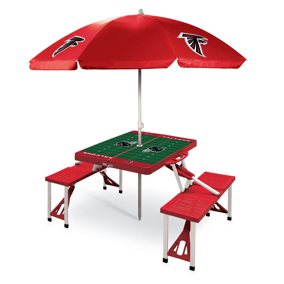 New England Patriots - Picnic Table Portable Folding Table with Seats and Umbrella, (Red)