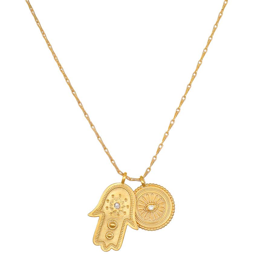 Satya 28" White Topaz Hamsa And Evil Eye