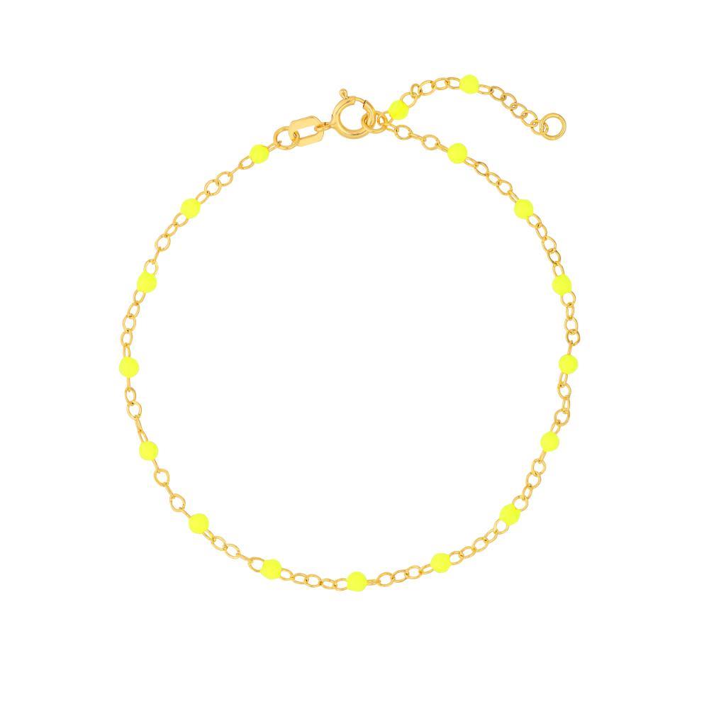 HAWLEY ST Neon Yellow Enamel Bead Piatto 10" Chain