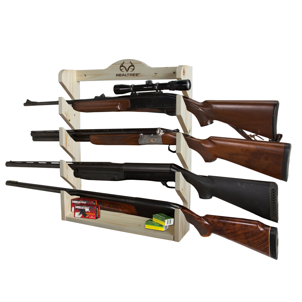 Rush Creek 4-Gun Horizontal Wall Storage Rack - Pine/REALTREE