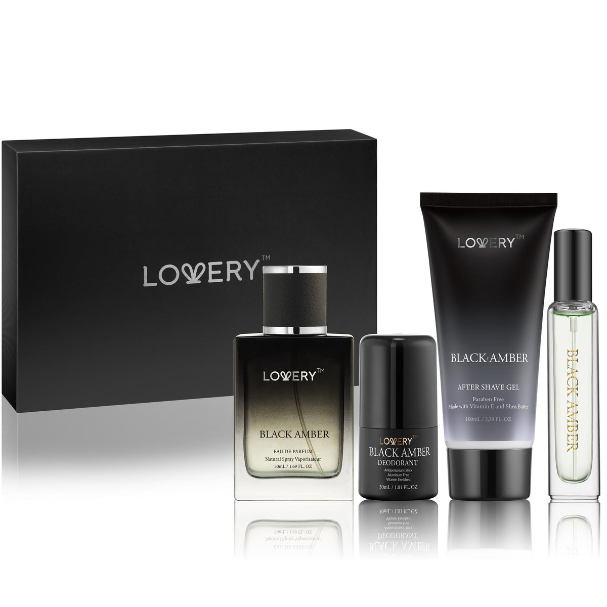 Lovery Black Amber Bath and Body Care Size 4 Pieces