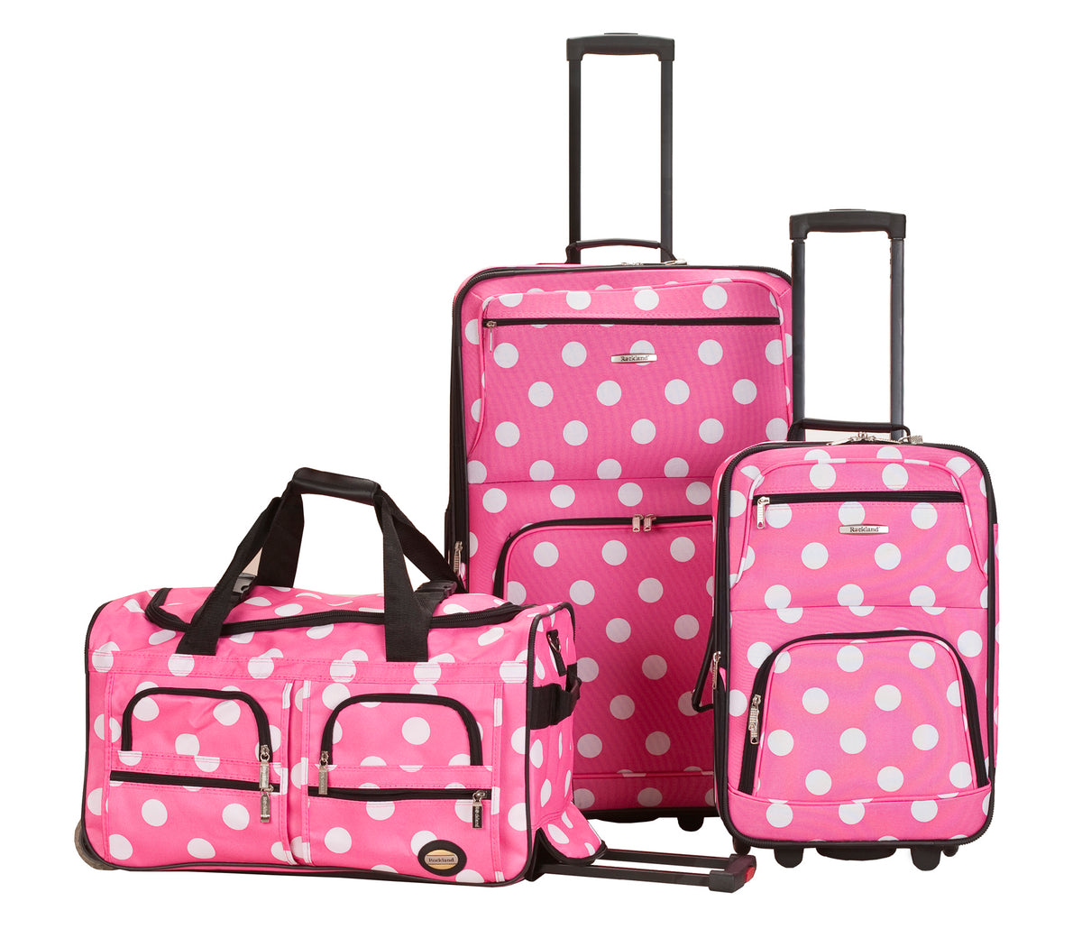 Rockland Luggage Journey II 3 Pc. Set - Pink Dot