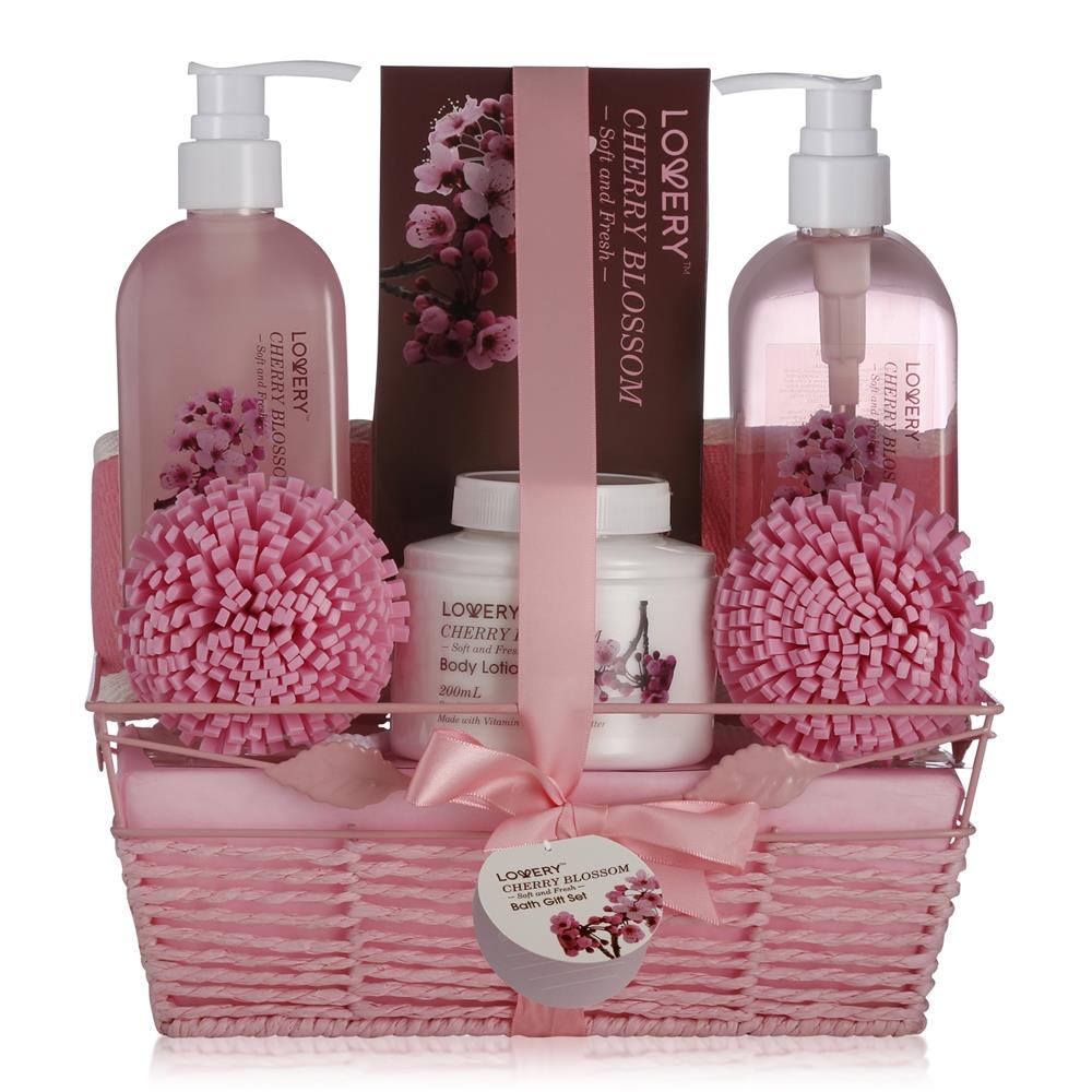 Lovery Cherry Blossom Home Spa Basket Size 7 Pieces
