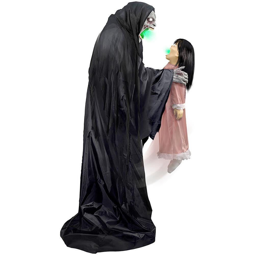 Haunted Hill Soul Sucker Demon Reaper by Tekky, Premium Talking Halloween Animatronic, Plug-In or Battery