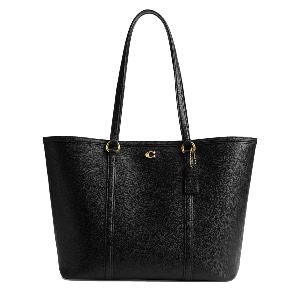 COACH Refined Pebble Leather Legacy Tote - Black/Brass