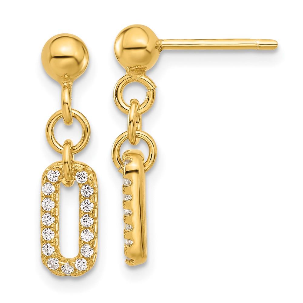 Distinctive Sterling Silver Gold-Plated Polished CZ Earrings