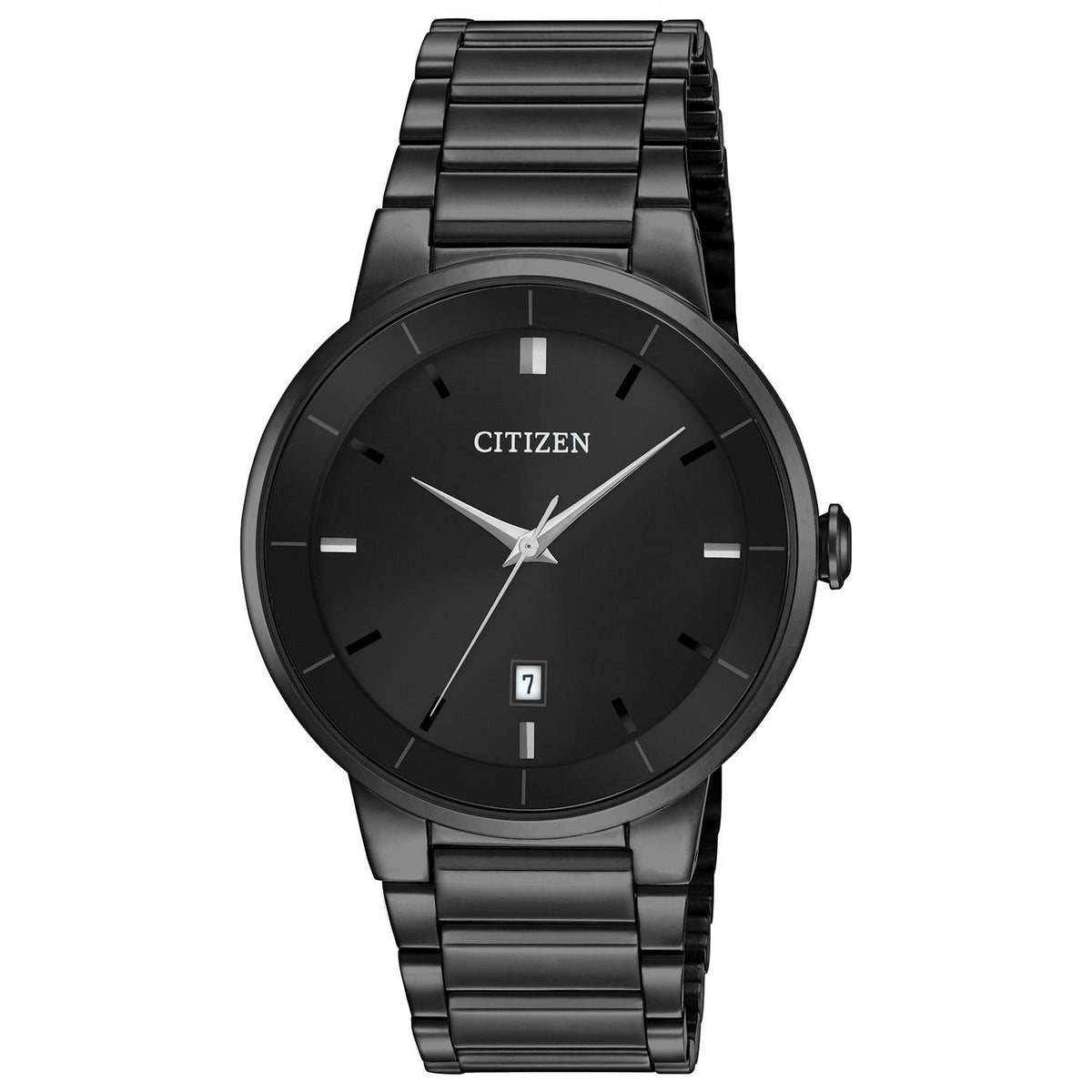 Citizen Mens Black Ion-Plated Stainless Steel Watch Black Dial