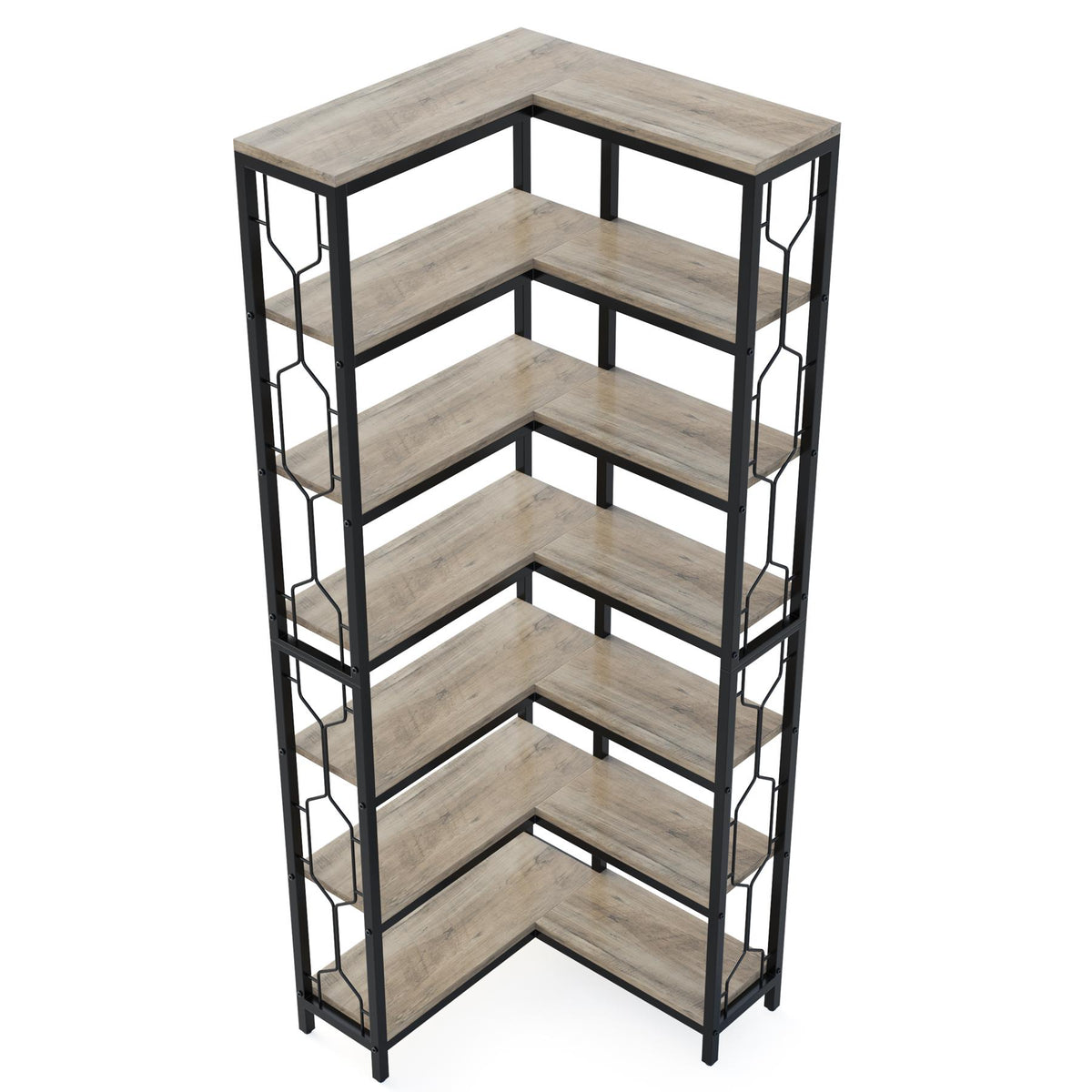 Stark Home 7-Tier Industrial Corner Etagere Bookshelf