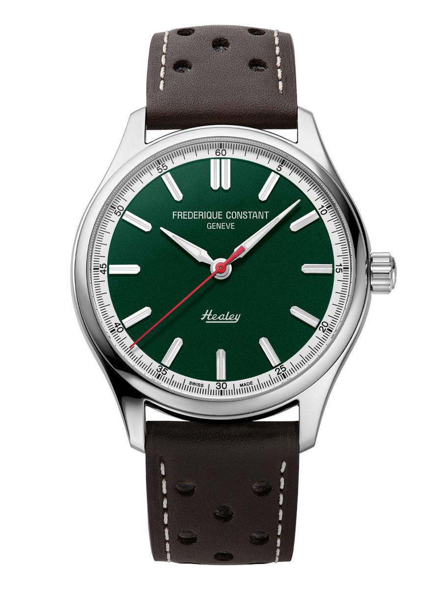 Frederique Constant Men's Classic Vintage Rally Healey Leather Strap watch, Green dial