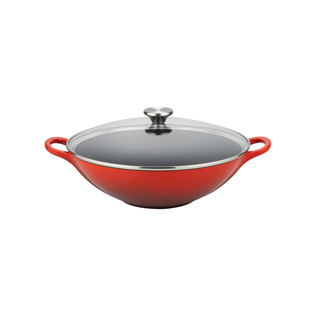 Le Creuset 5qt Signature Cast Iron Wok w/ Glass Lid Cerise