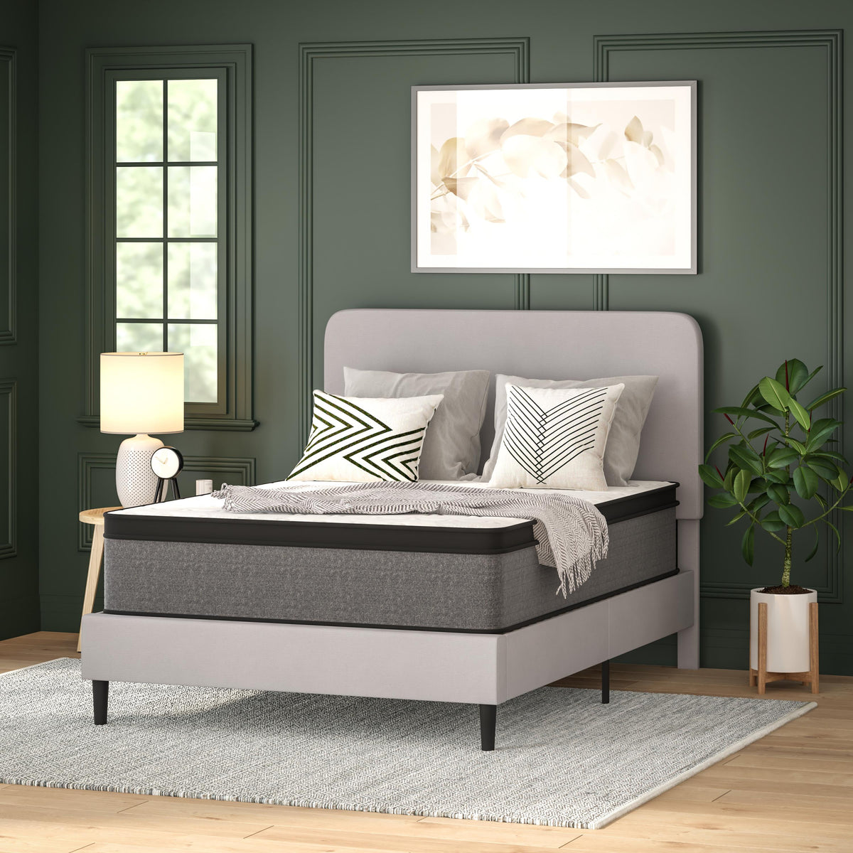 Flash Furniture 13 Inch Hybrid Pressure Relief Euro Pillow Top Full Size Mattress In A Box
