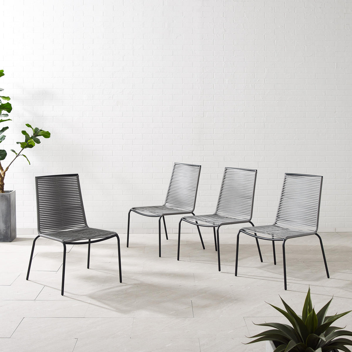 Crosley Outdoor Fenton 4Pc Stackable Wicker Outdoor Chair Set