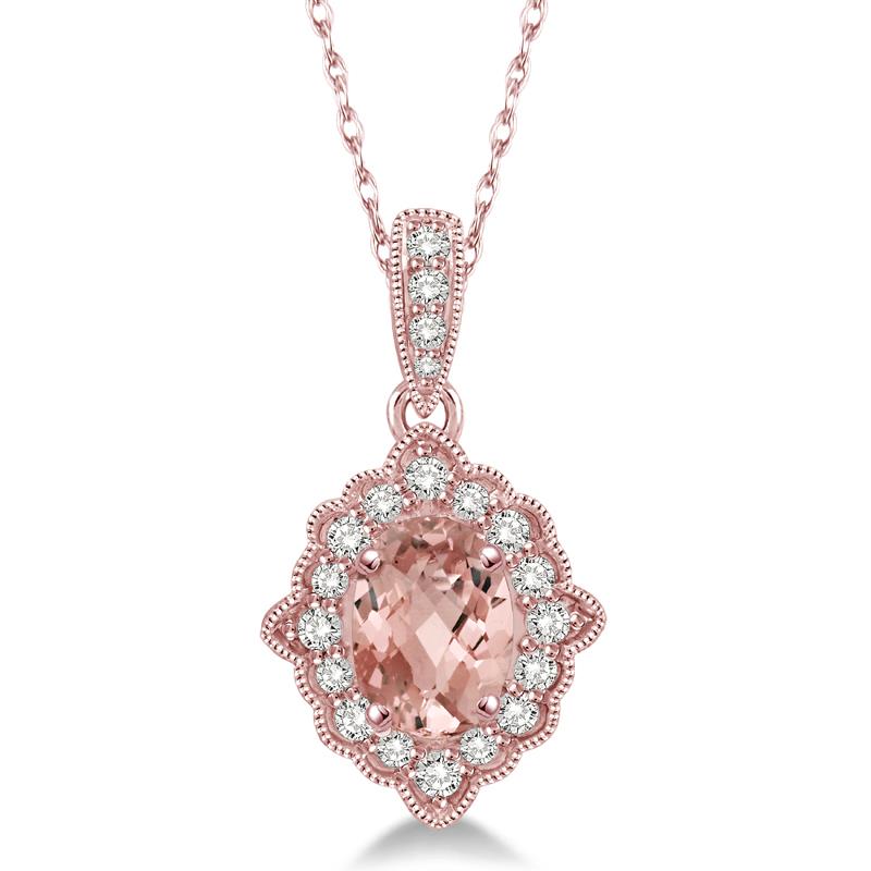 Jilco Inc Morganite and Diamond Necklace