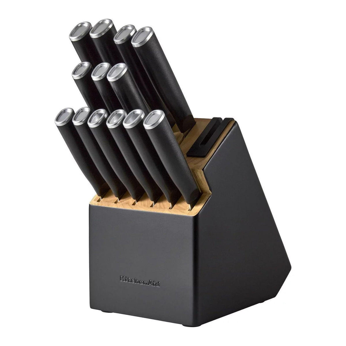KitchenAid 14pc Classic Two-Tone Step Self-Sharpening Knife Block Set Black