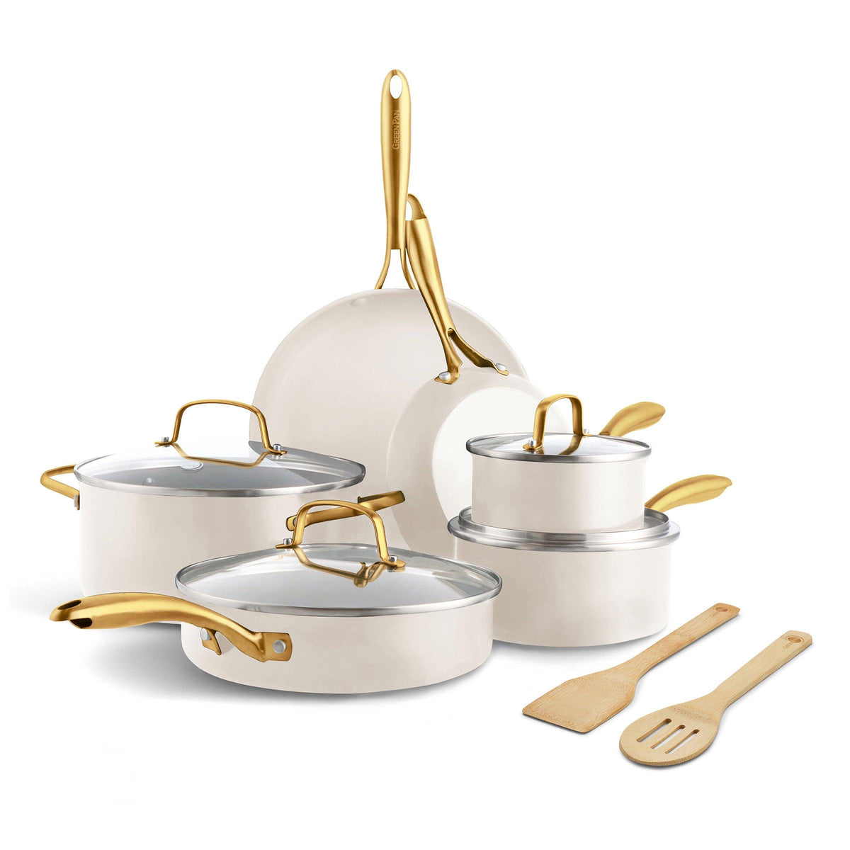 GreenPan Studio Ceramic Nonstick 12pc Cookware Set Linen