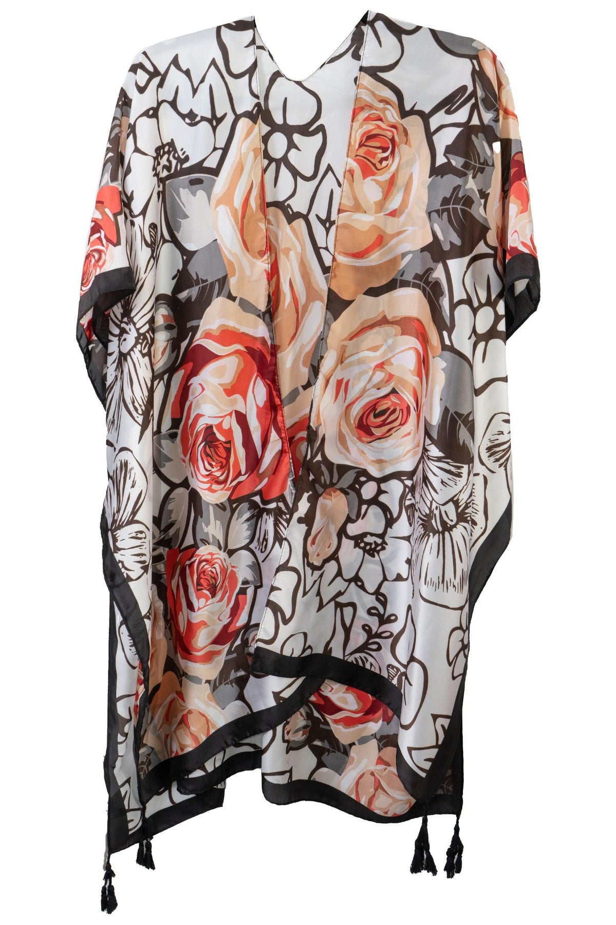 Jessica McClintock Abstract Floral Rose Kimono