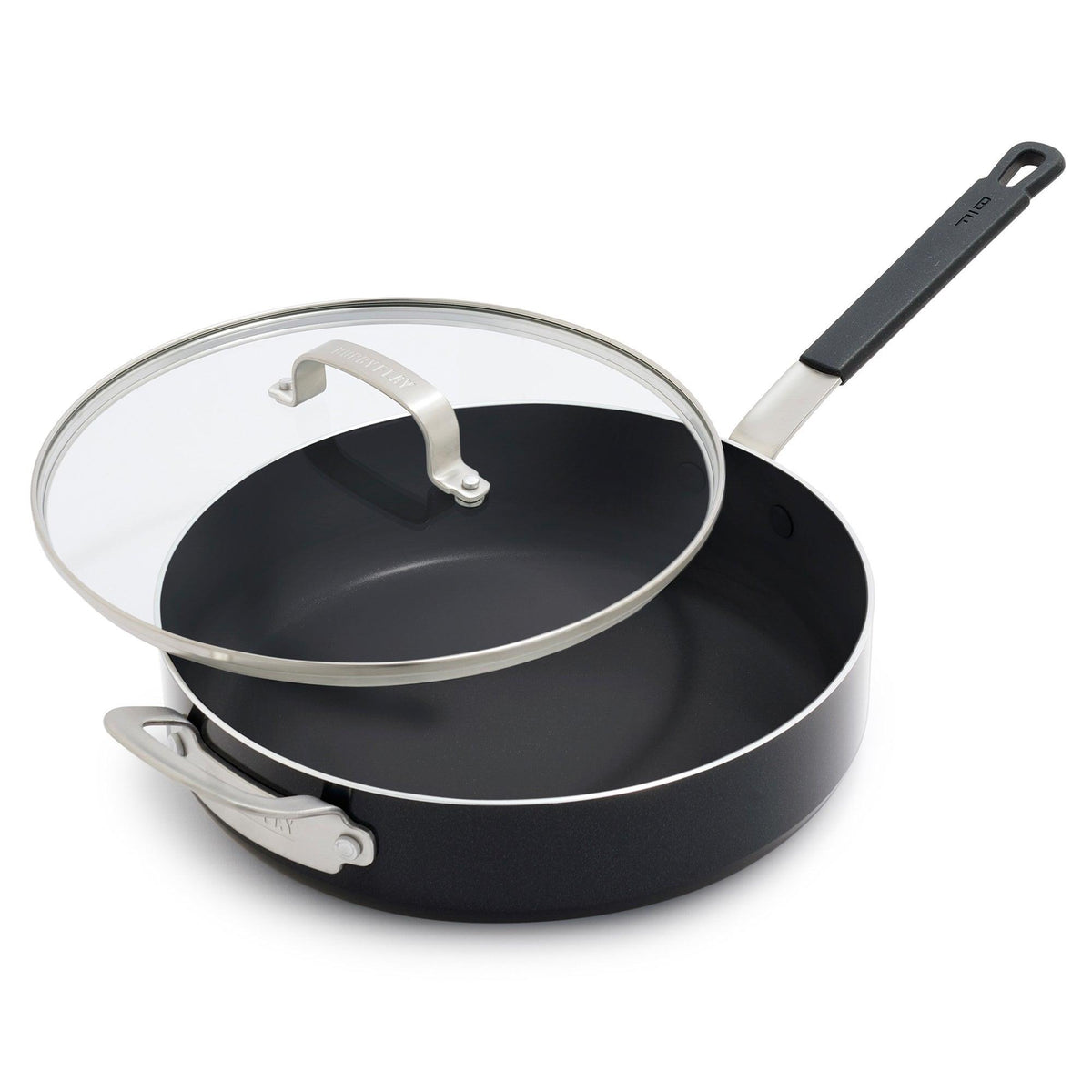 Bobby Flay Professional Ceramic Nonstick Aluminum 4.5qt Saute Pan w/ Lid Black