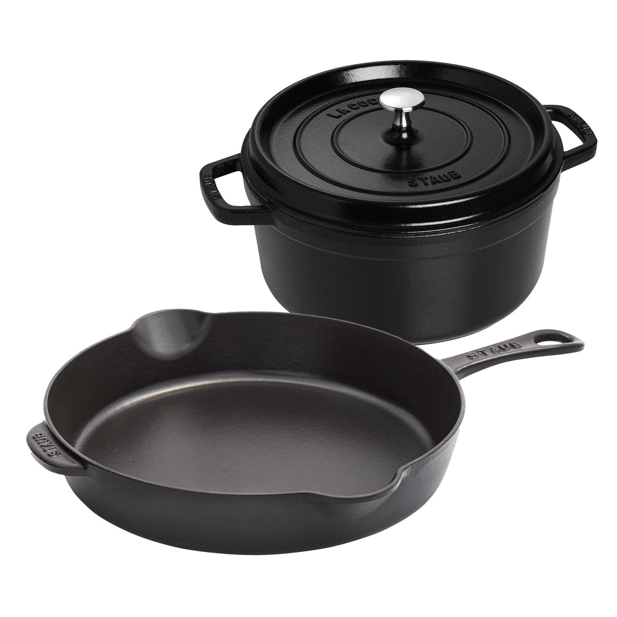 Staub 3pc Cast Iron Cookware Set Matte Black