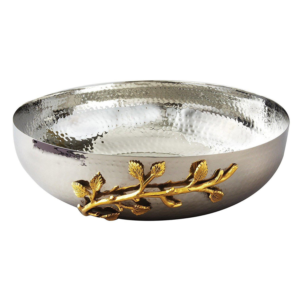 Stark Home Gilt Leaf 12" Hammered Salad Bowl