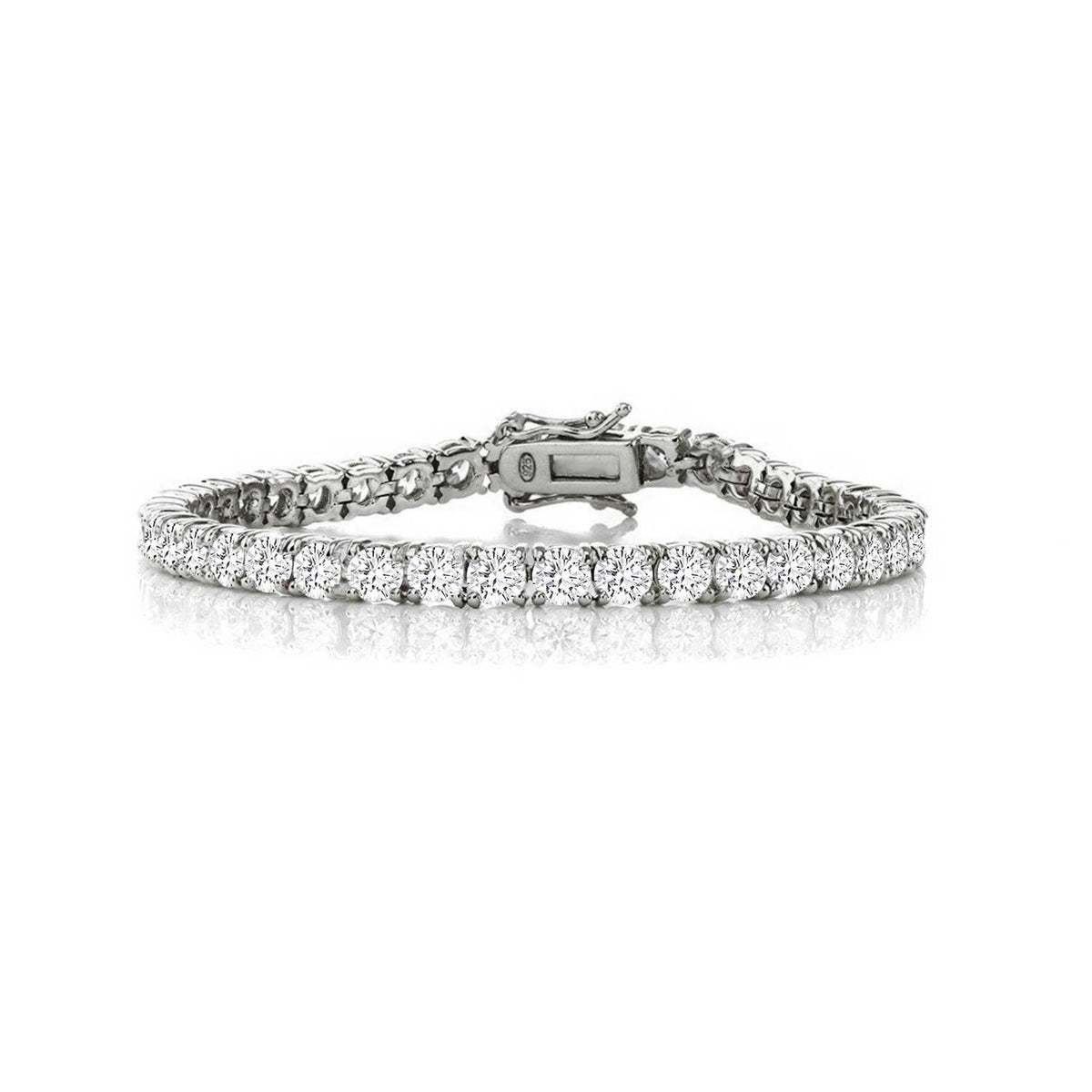 GENEVIVE White Gold-Plated CZ Tennis Bracelet Size 7.25