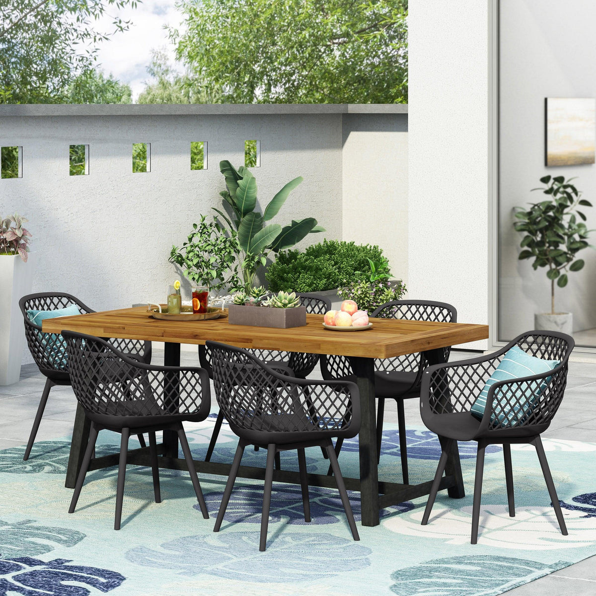Stark Home Renata Outdoor Wood And Resin 7Pc Dining Set