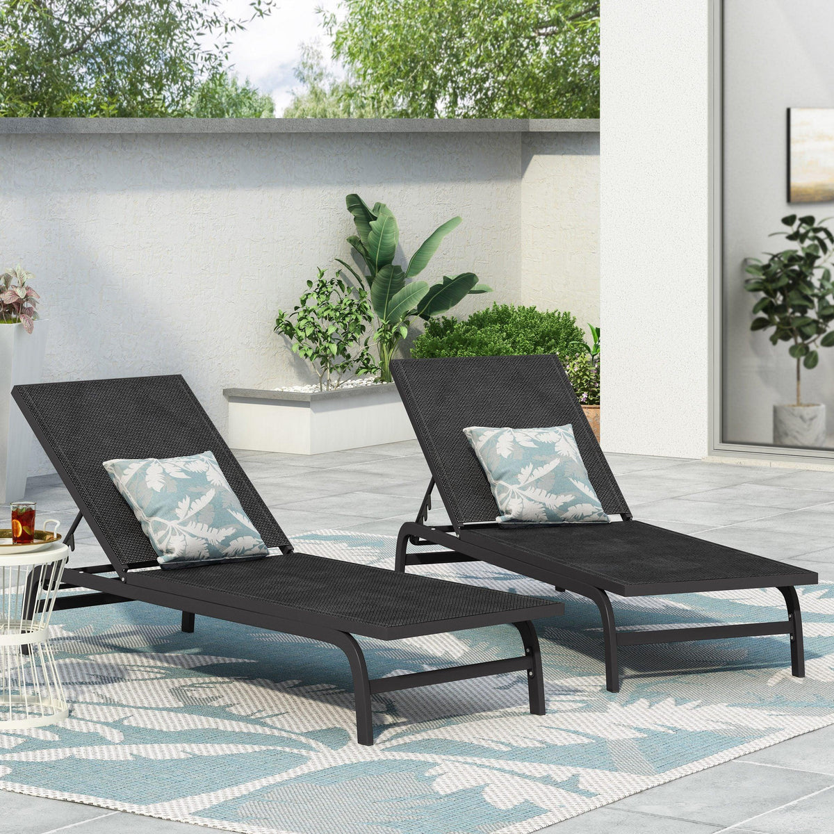 Stark Home Stekar Outdoor Aluminum & Mesh Chaise Set (2)