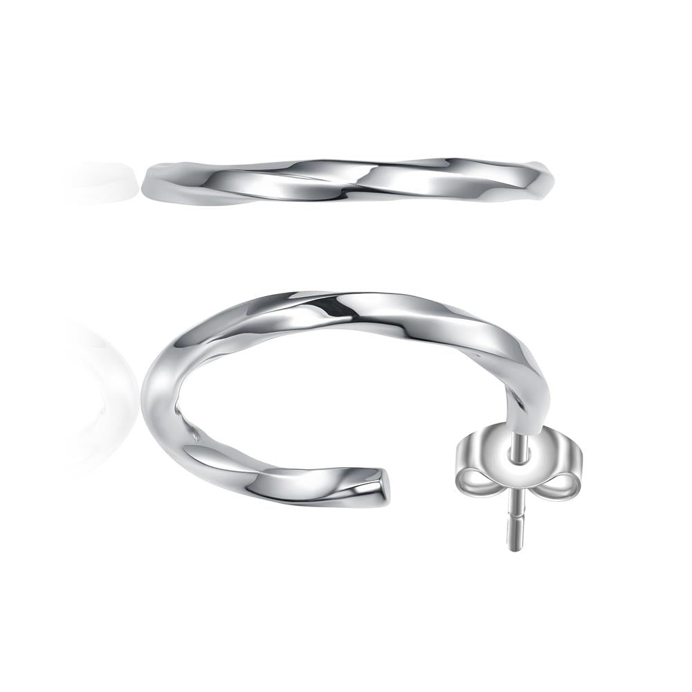 GENEVIVE CZ Rhodium Classic Hoop Earrings
