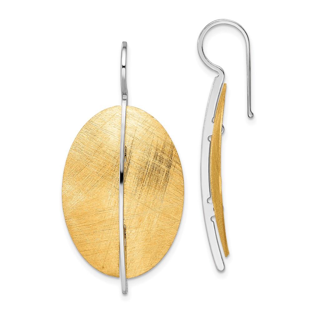 Distinctive Sterling Silver Radiant Essence Rhodium Plated Gold-tone Dangle Earrings