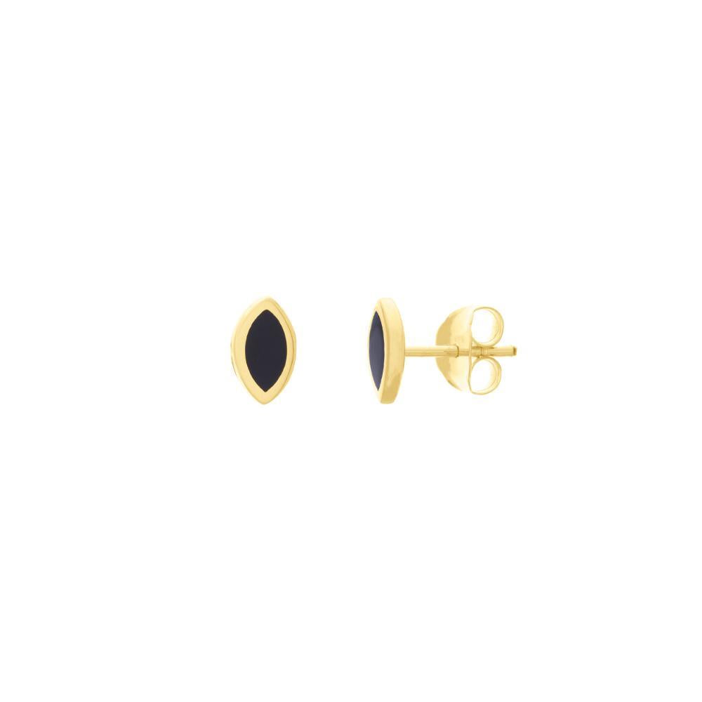 HAWLEY ST Black Enamel Marquise Stud Earrings