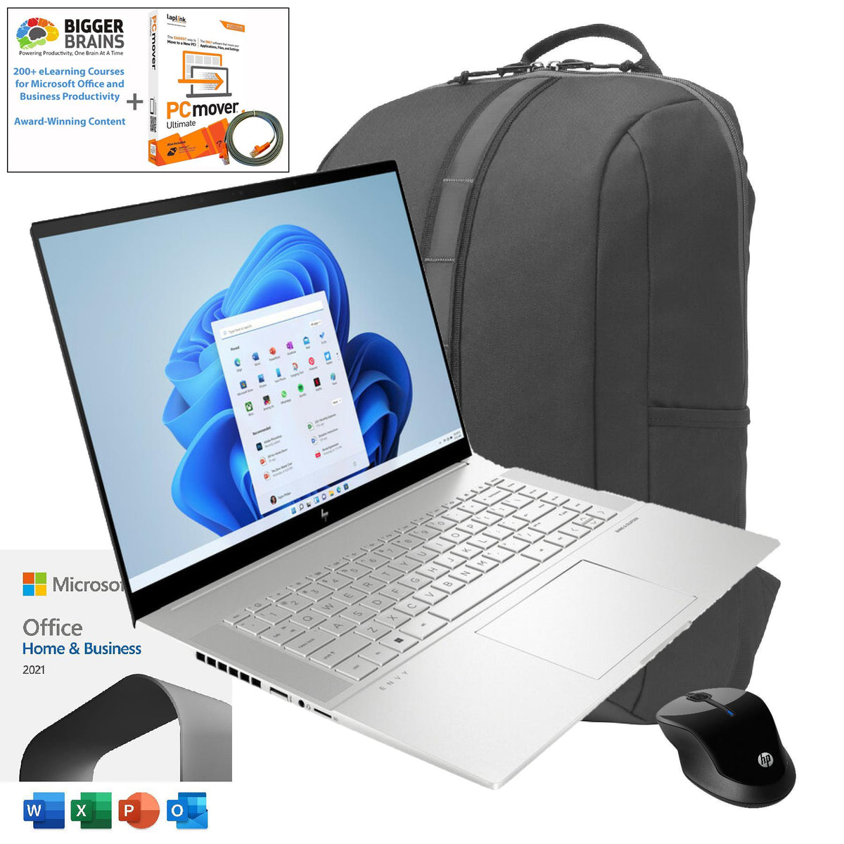 Hewlett Packard Envy Intel 16" Notebook + Microsoft Office 2024, wireless mouse & Backpack