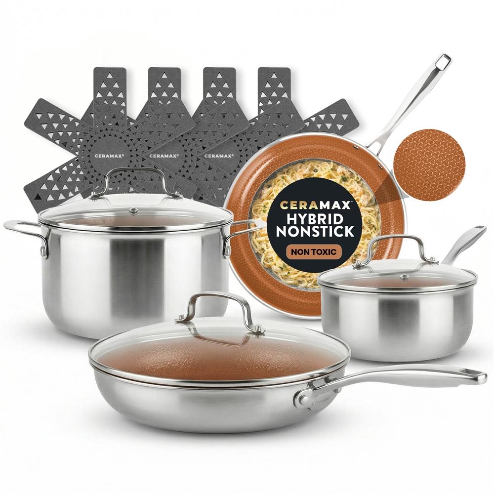Ceramax Cookware Stainless Steel & Ceramic Cookware Set Size 12 Pieces