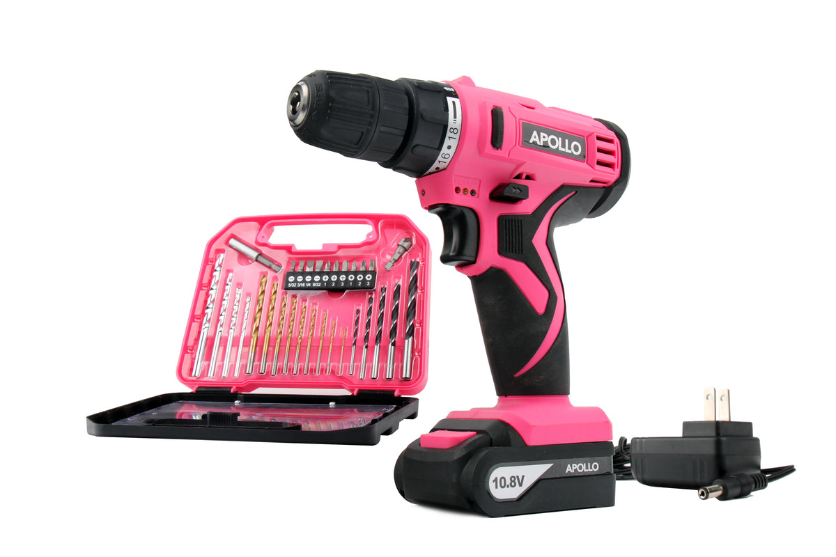 Apollo Tools 10.8V LI-Ion Cordless Drill with 30 piece Accessory Kit