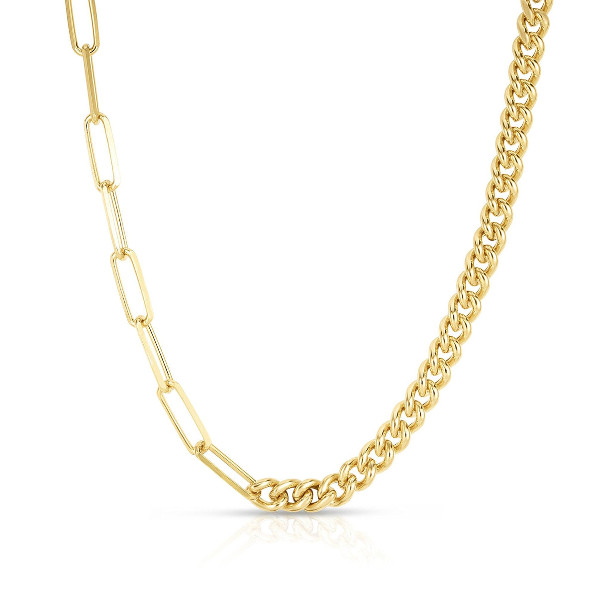 Jilco Curb and Paperclip Necklace Gold