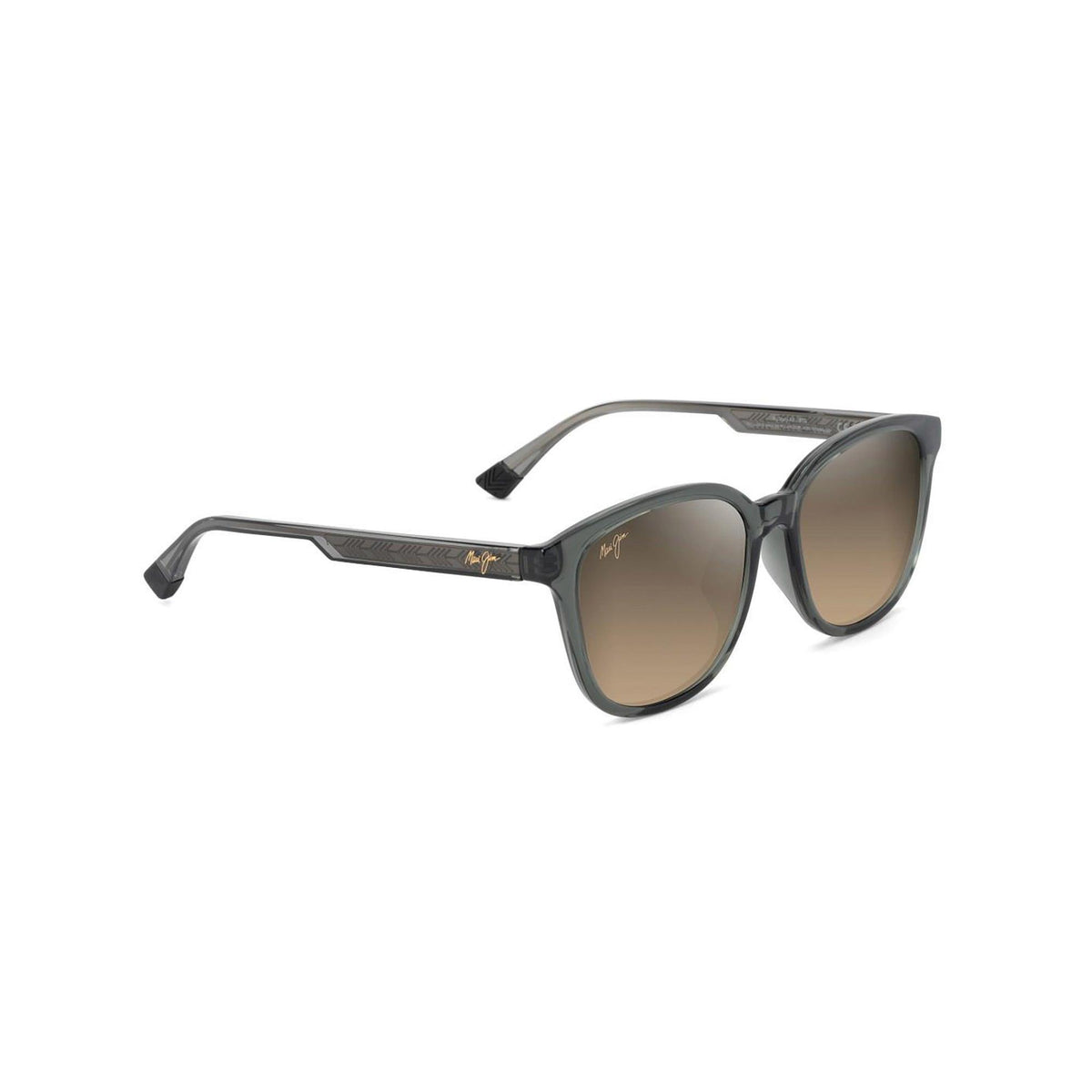 Maui Jim Ku'ikahi Asian Fit Polarized Sunglasses Shiny Dark Gray Frame HCL Bronze Lens